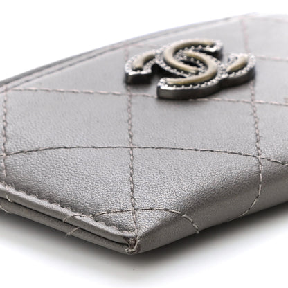 Chanel Calfskin Resin Stitched Card Holder Grey 10 of 11
