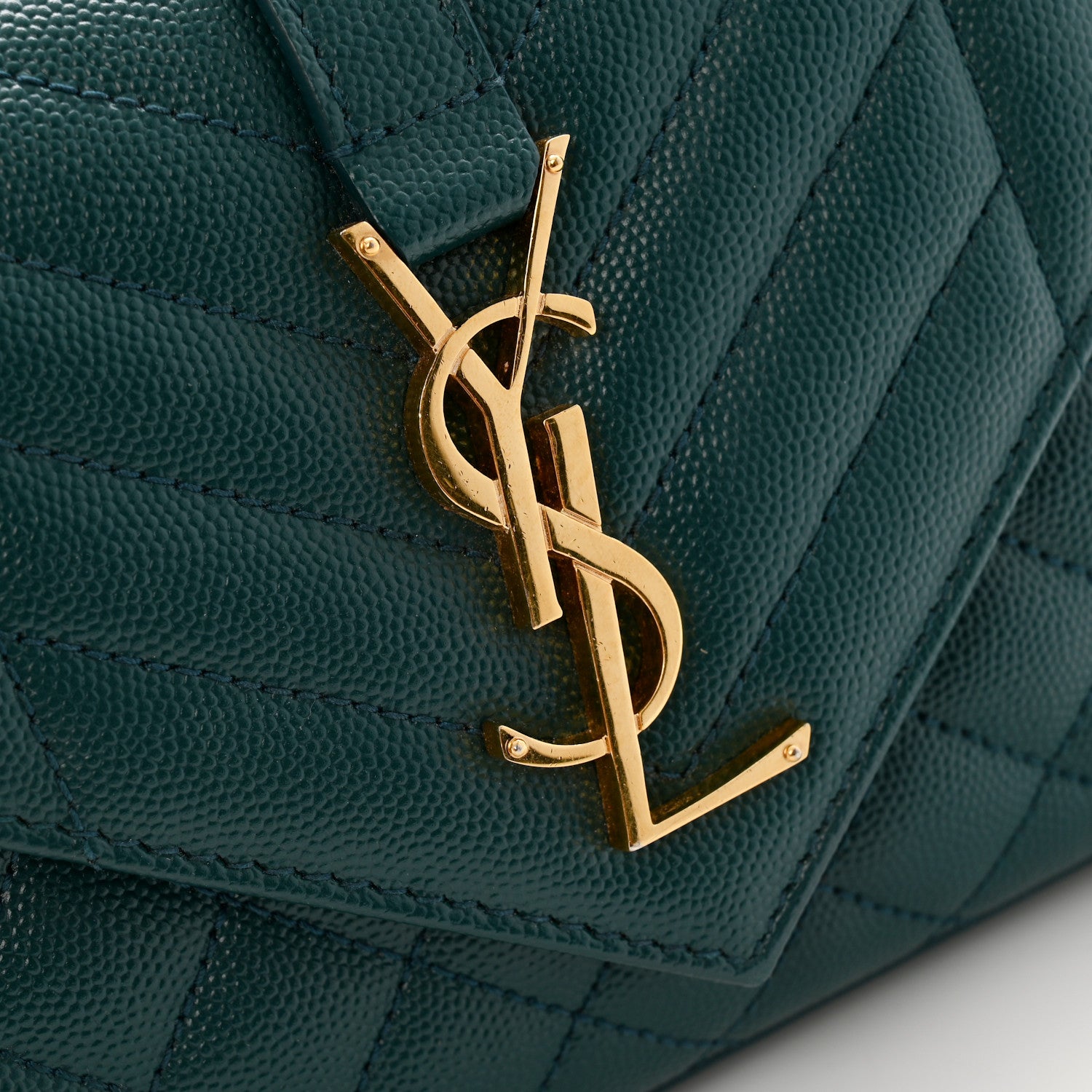 Saint Laurent Grain De Poudre Textured Mixed Matelasse Triquilt Small Monogram Satchel Sea Turquoise 10 of 10