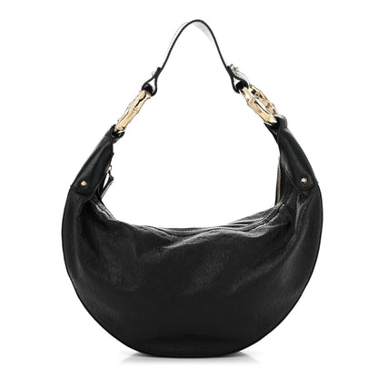 Gucci Guccissima Half Moon Bamboo Ring Hobo Black 1 of 11