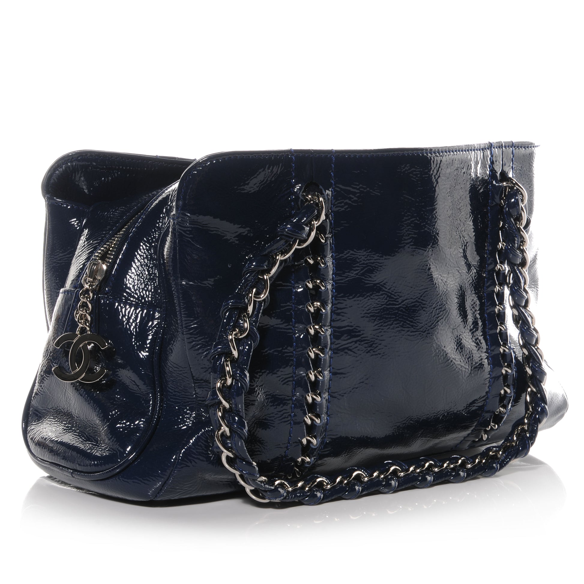 Chanel Patent Luxe Ligne Medium Tote Navy 3 of 7