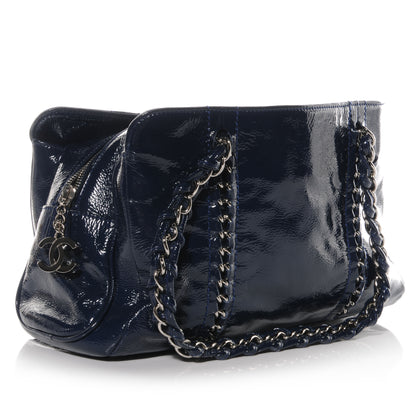 Chanel Patent Luxe Ligne Medium Tote Navy 3 of 7