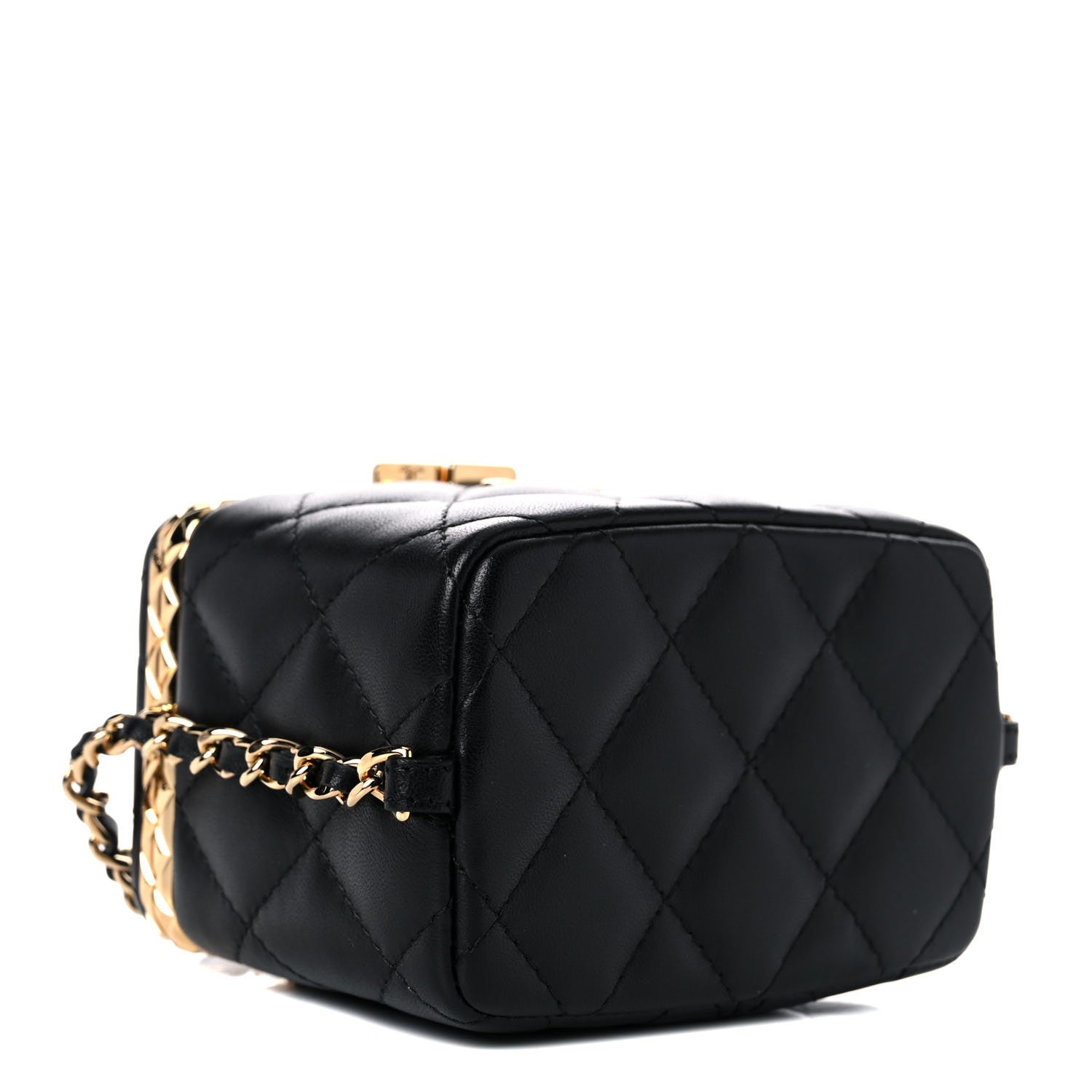 Chanel Metal Lambskin Quilted Small Vanity With Chain Black 4 of 10