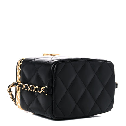 Chanel Metal Lambskin Quilted Small Vanity With Chain Black 4 of 10