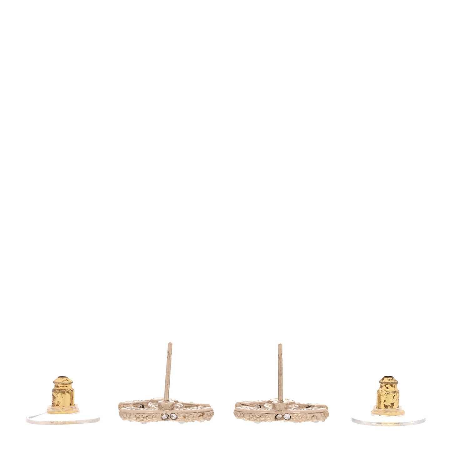 Pearl Studded CC Earrings Gold