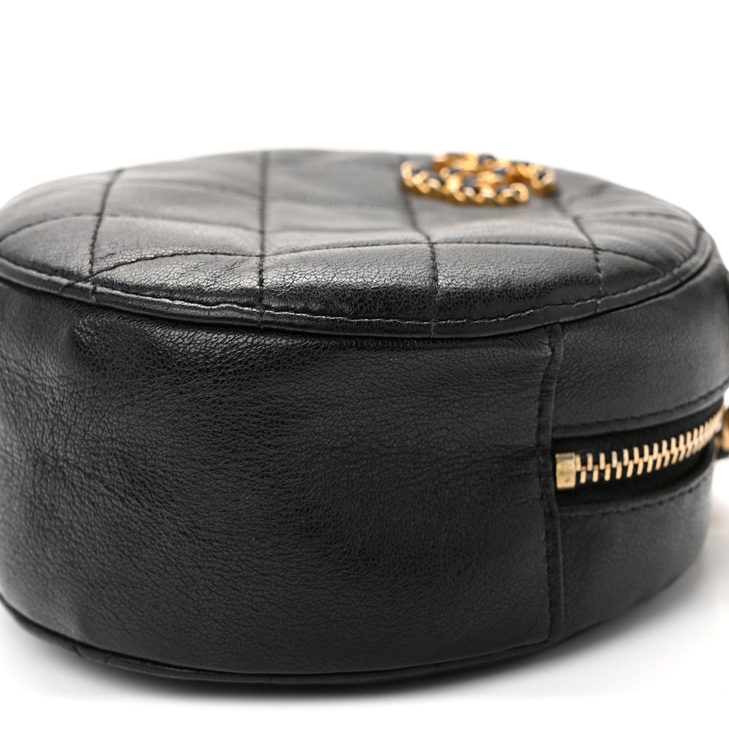 Chanel Goatskin Quilted Chanel 19 Round Clutch With Chain Black 10 of 10