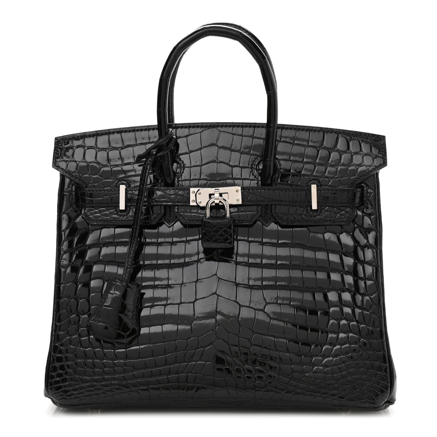 Shiny Niloticus Crocodile Birkin 25 Black