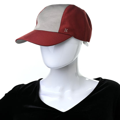 Hermes Cotton Hemp Embroidered Miles Bi-Color Cap 61 Rouge H Taupe 2 of 8
