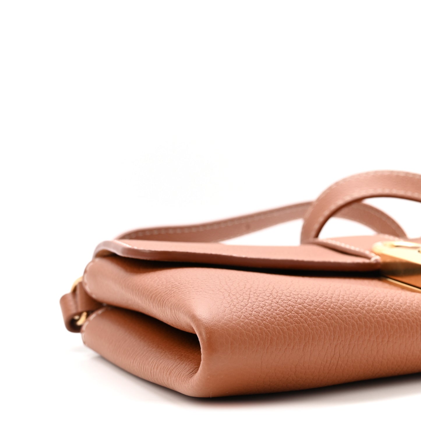 Grained Calfskin Low Key Wallet On Chain Cognac