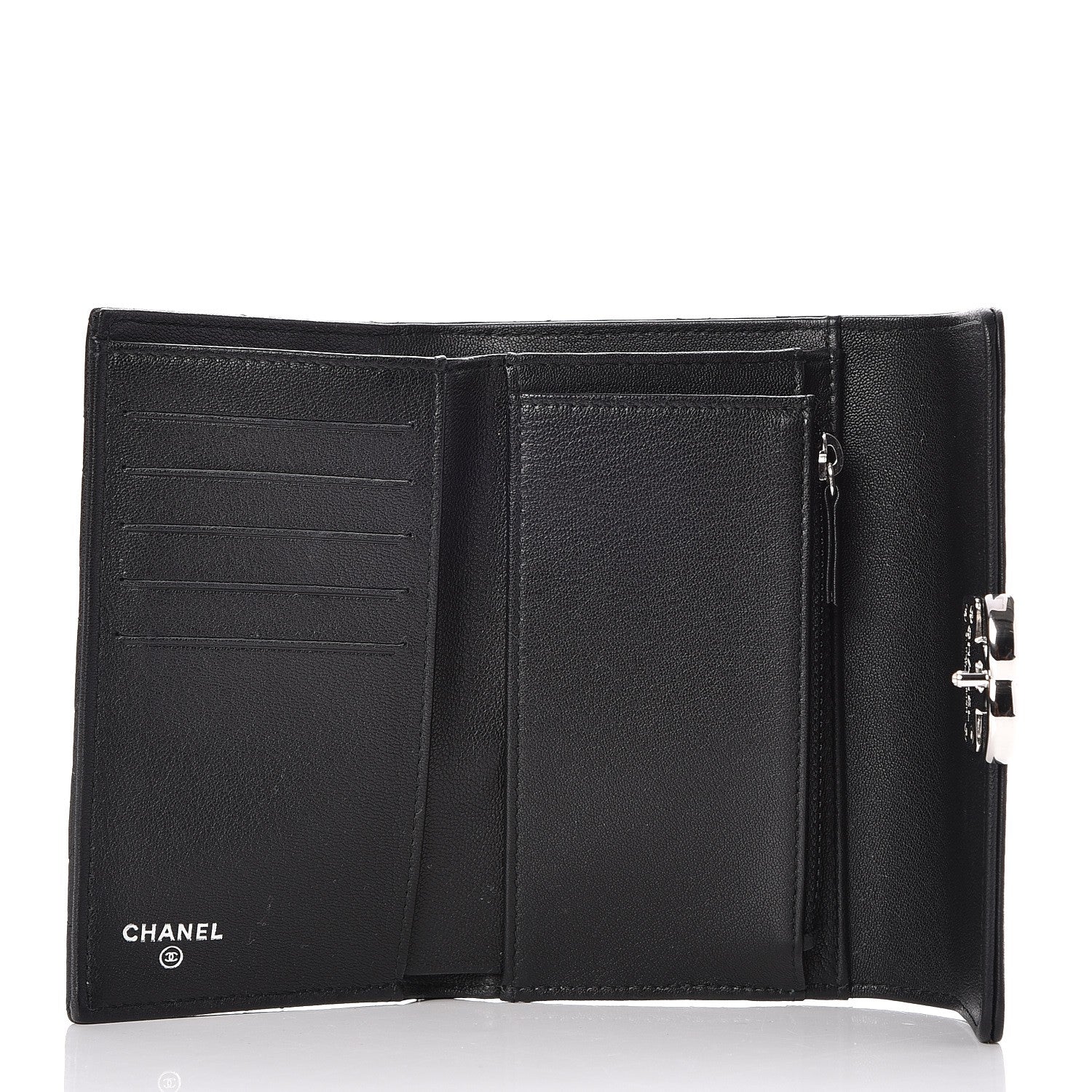 Chanel Lambskin Quilted Small Flap Wallet Black 5 of 9