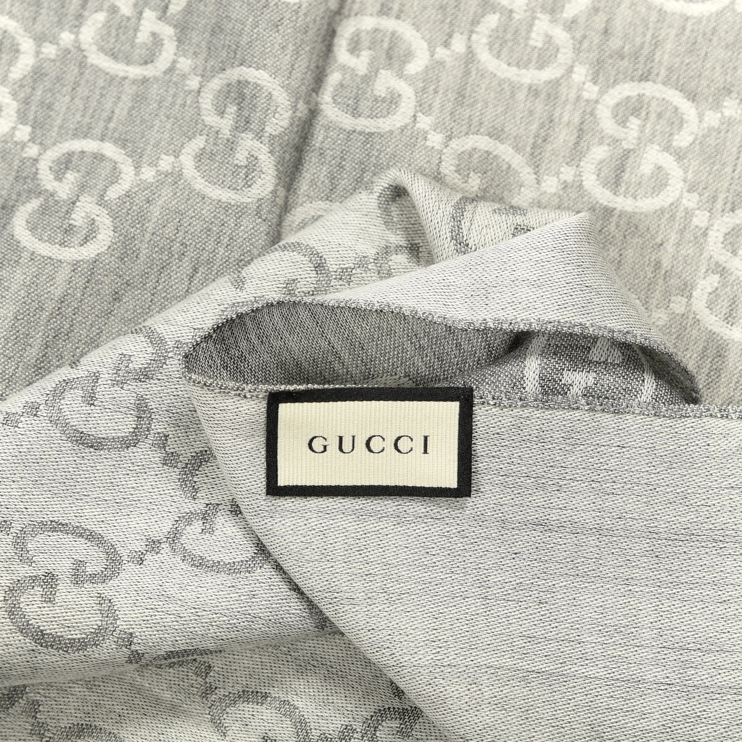 Gucci Wool Silk GG Monogram GGNat Scarf Lead 3 of 3