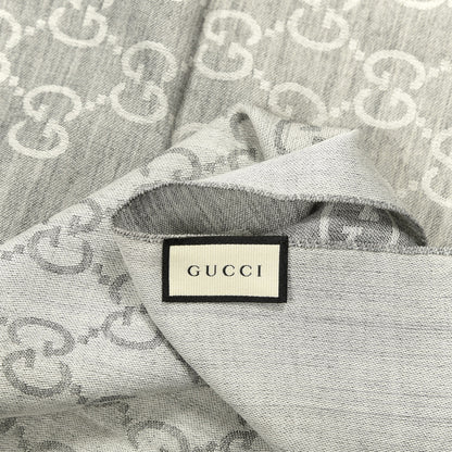 Gucci Wool Silk GG Monogram GGNat Scarf Lead 3 of 3