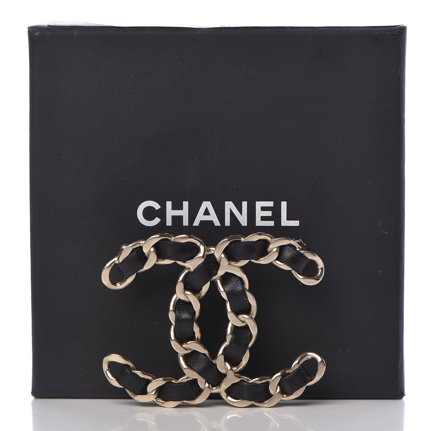 Chanel Lambskin Chain CC Brooch Black Gold 5 of 5