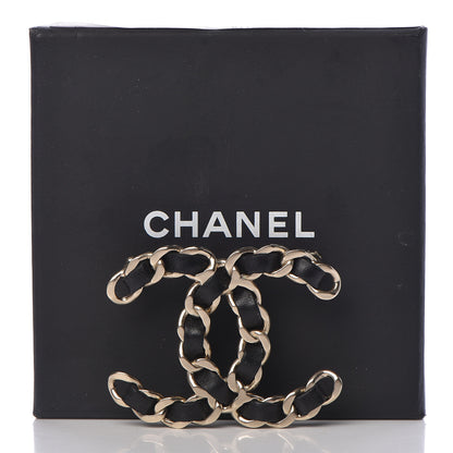 Chanel Lambskin Chain CC Brooch Black Gold 5 of 5