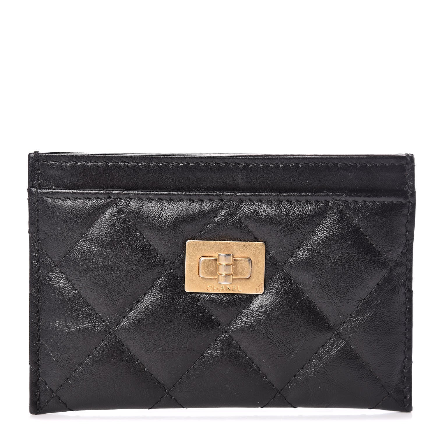 Chanel Aged Calfskin Quilted Reissue Card Holder Black 1 of 8
