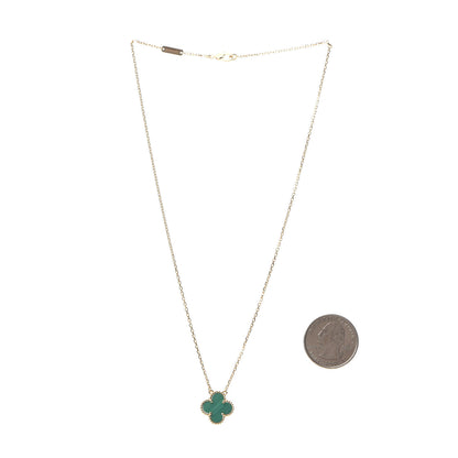 Van Cleef & Arpels 18K Yellow Gold Malachite Vintage Alhambra Pendant Necklace 2 of 7