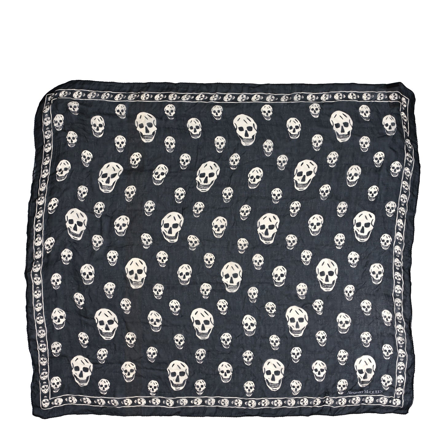 Silk Chiffon Skull Scarf Black Ivory