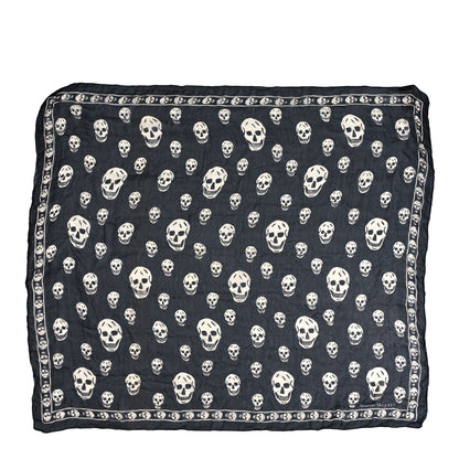 Alexander McQueen Silk Chiffon Skull Scarf Black Ivory 1 of 3