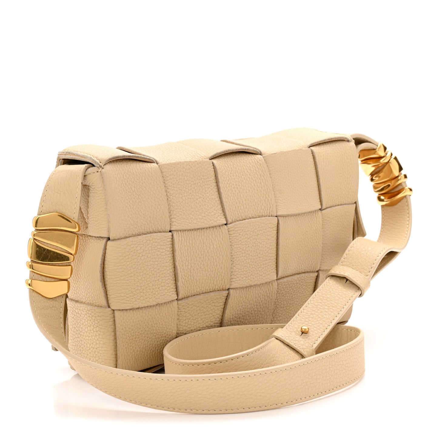 Grained Calfskin Maxi Intrecciato Cassette Crossbody Bag Porridge