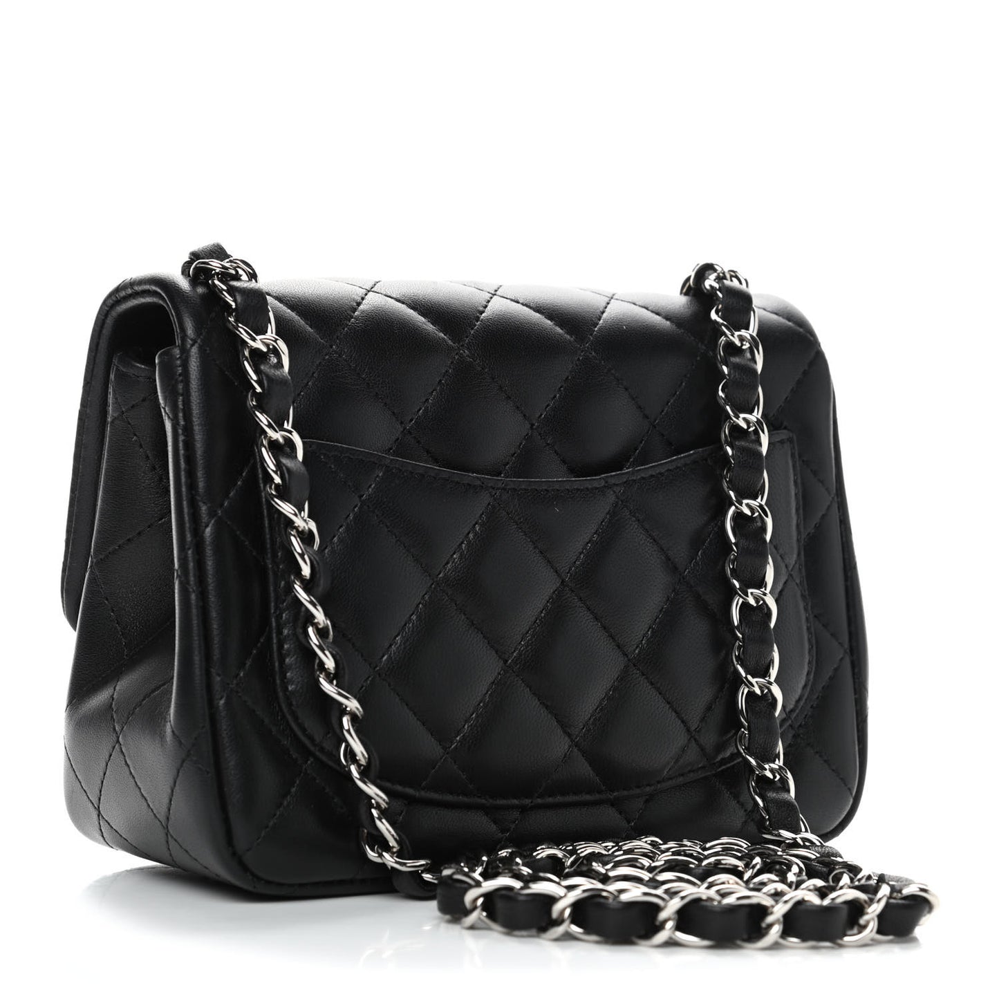 Lambskin Quilted Mini Square Flap Black