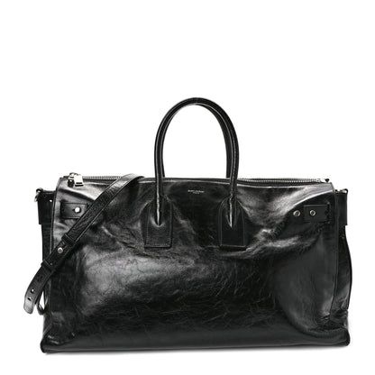 Saint Laurent Cracked Shiny Calfskin Medium Souple Sac De Jour Duffle Black 1 of 10