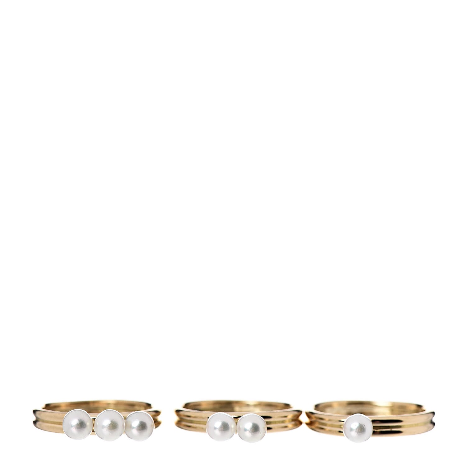 Mikimoto 18K Yellow Gold Akoya Pearl Band Ring Set 47 4 5 of 6