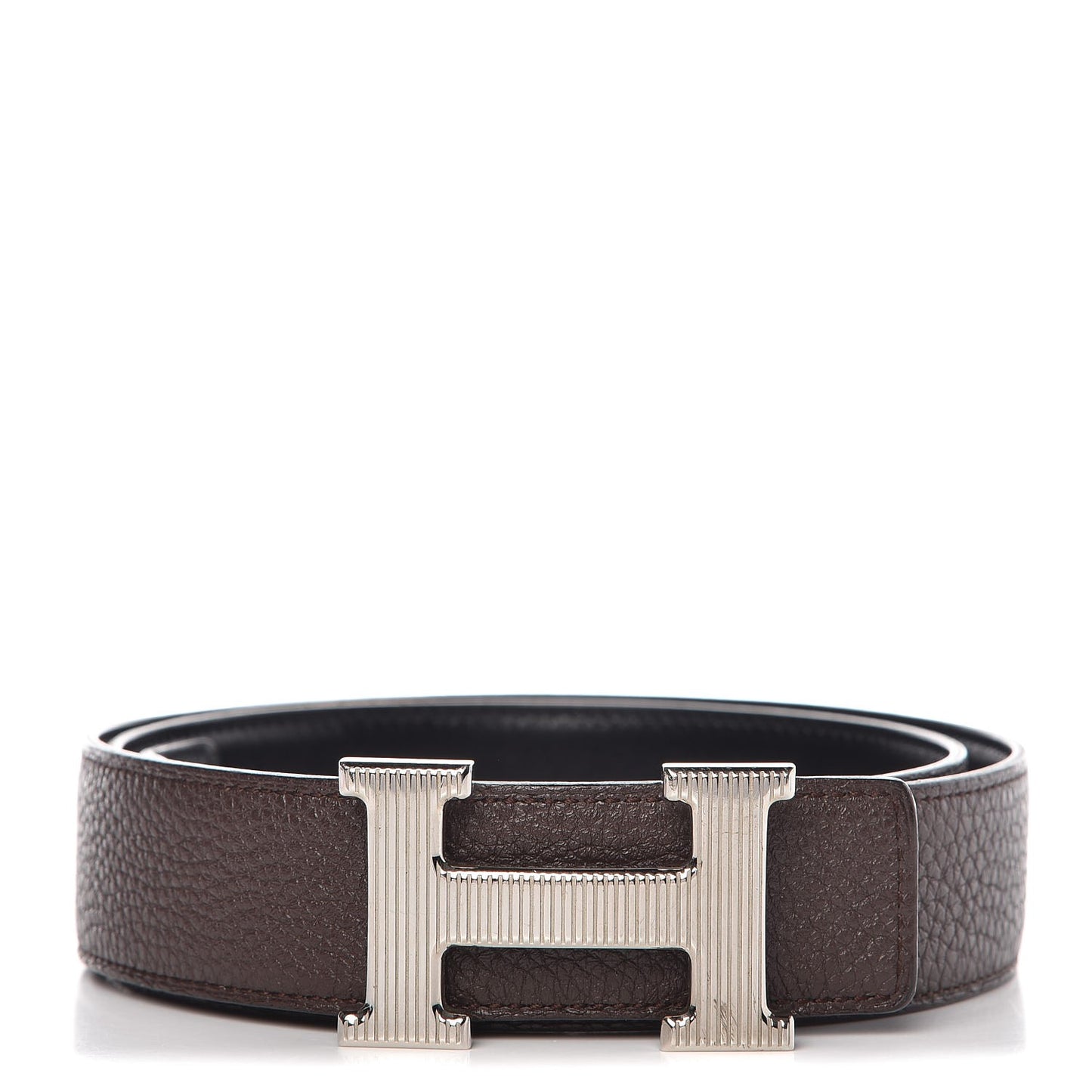 Togo Box 32mm Calandre H Belt 85 Chocolate Black