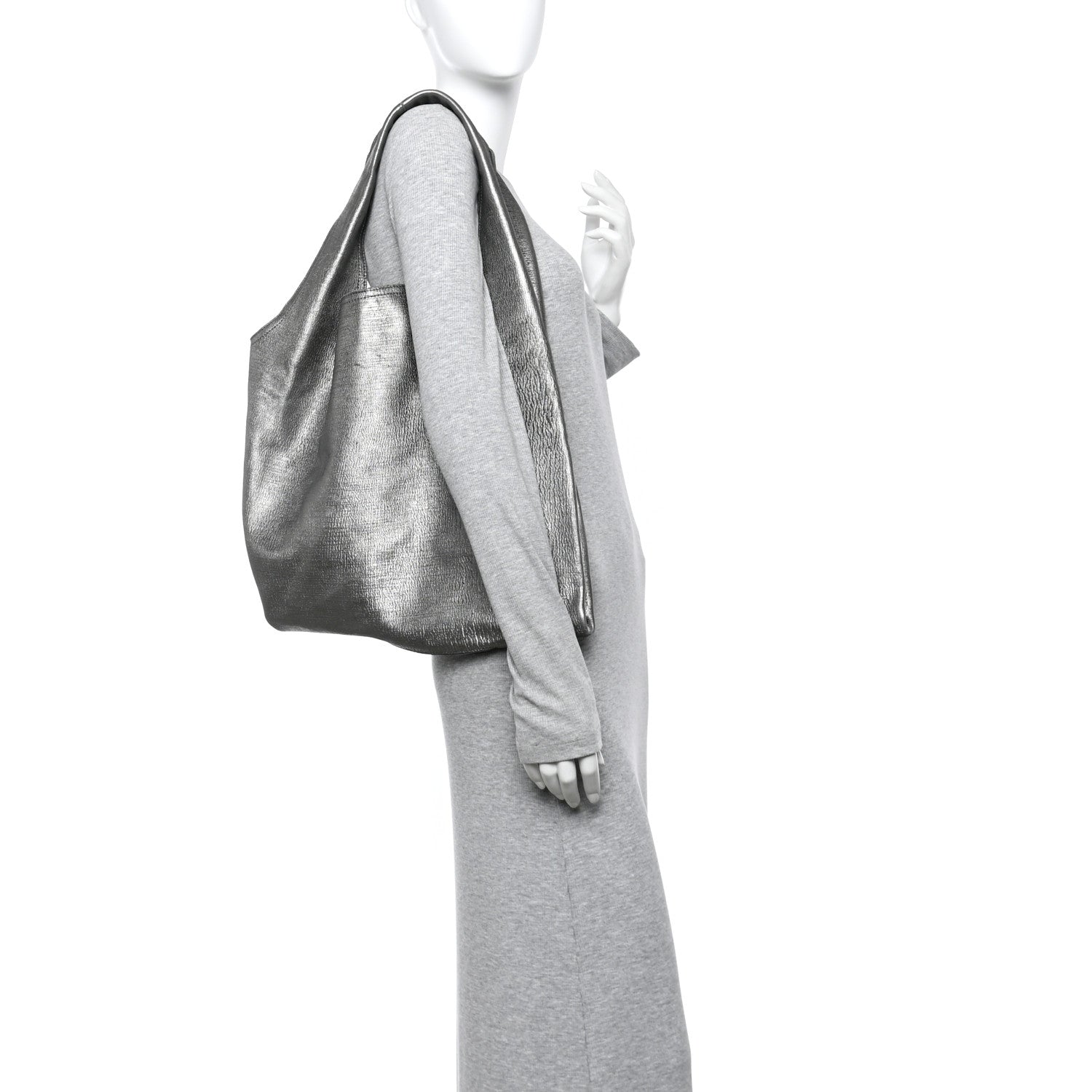 alexanderwang シルバー バッグ Alexander Wang Metallic Pleated Calfskin Hilary Tote Silver