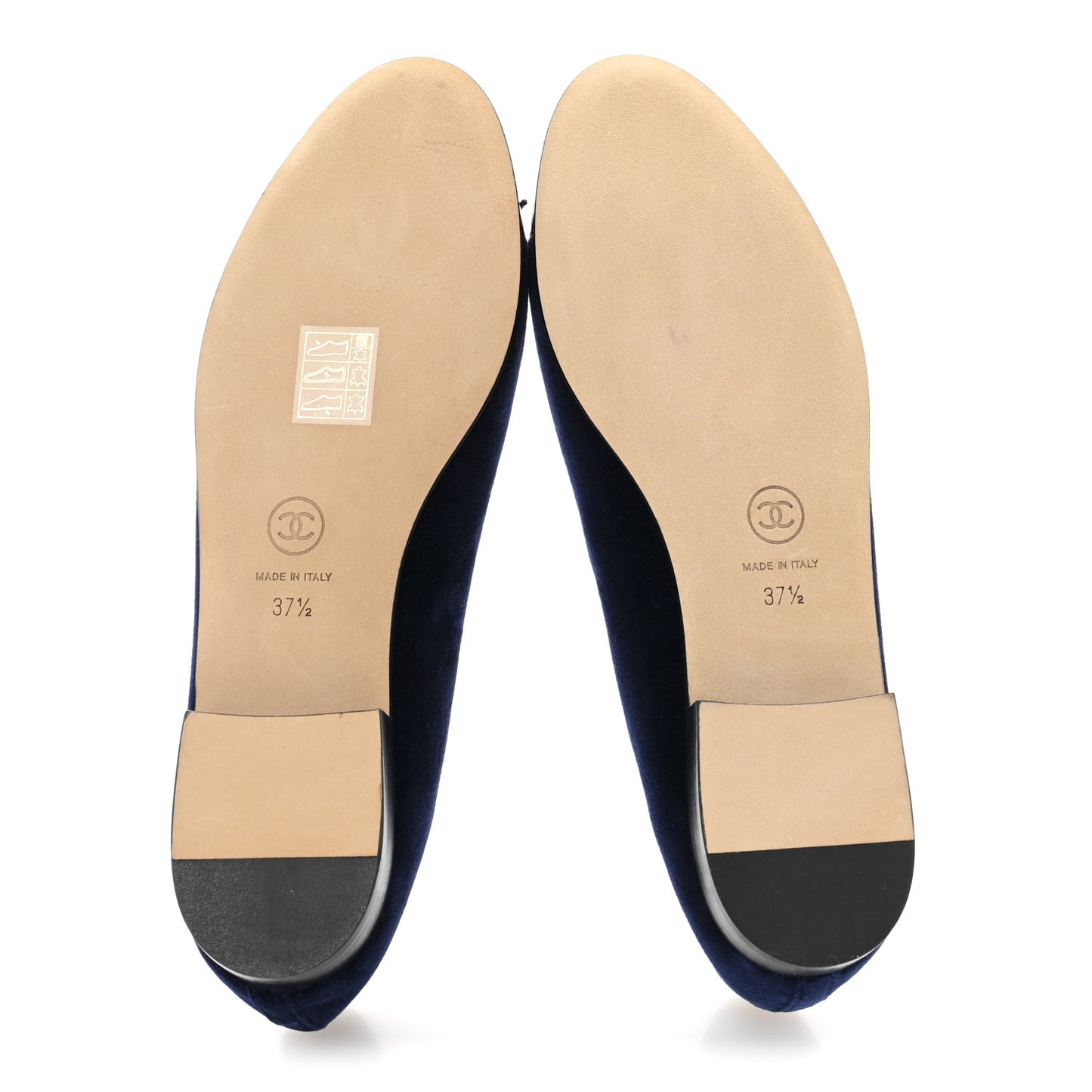 Velvet Patent Calfskin Cap Toe Ballerina Flats 37.5 Navy Black
