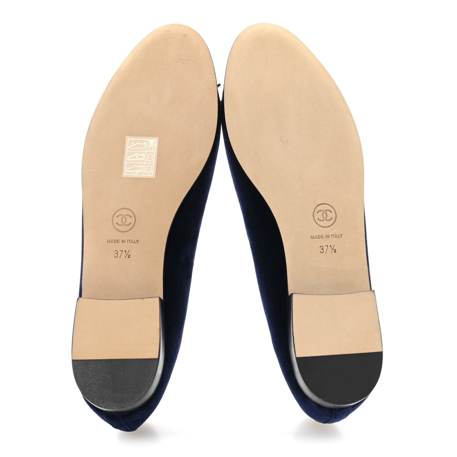 Chanel Velvet Patent Calfskin Cap Toe Ballerina Flats 37.5 Navy Black 6 of 10