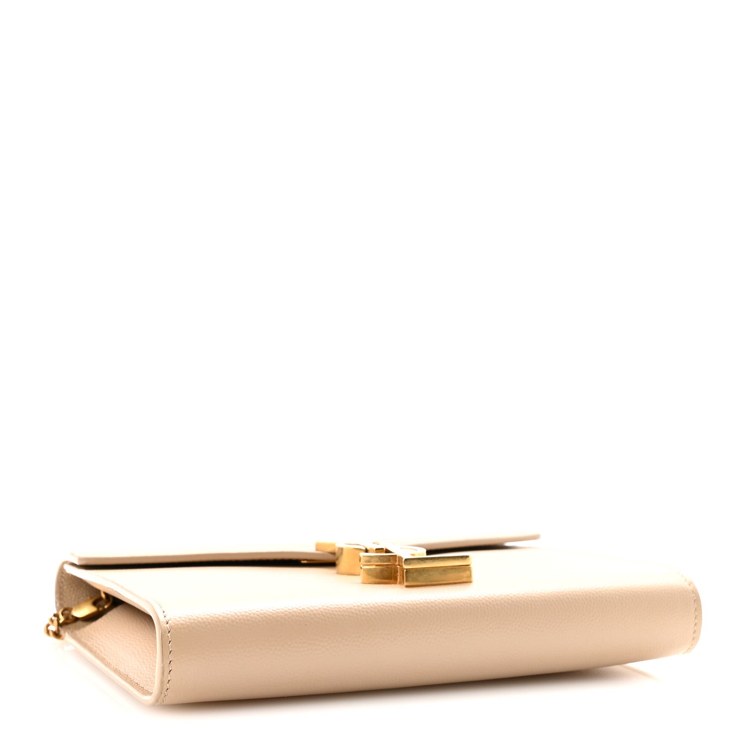 Saint Laurent Grain De Poudre Monogram Cassandra Chain Wallet Dark Beige 4 of 9