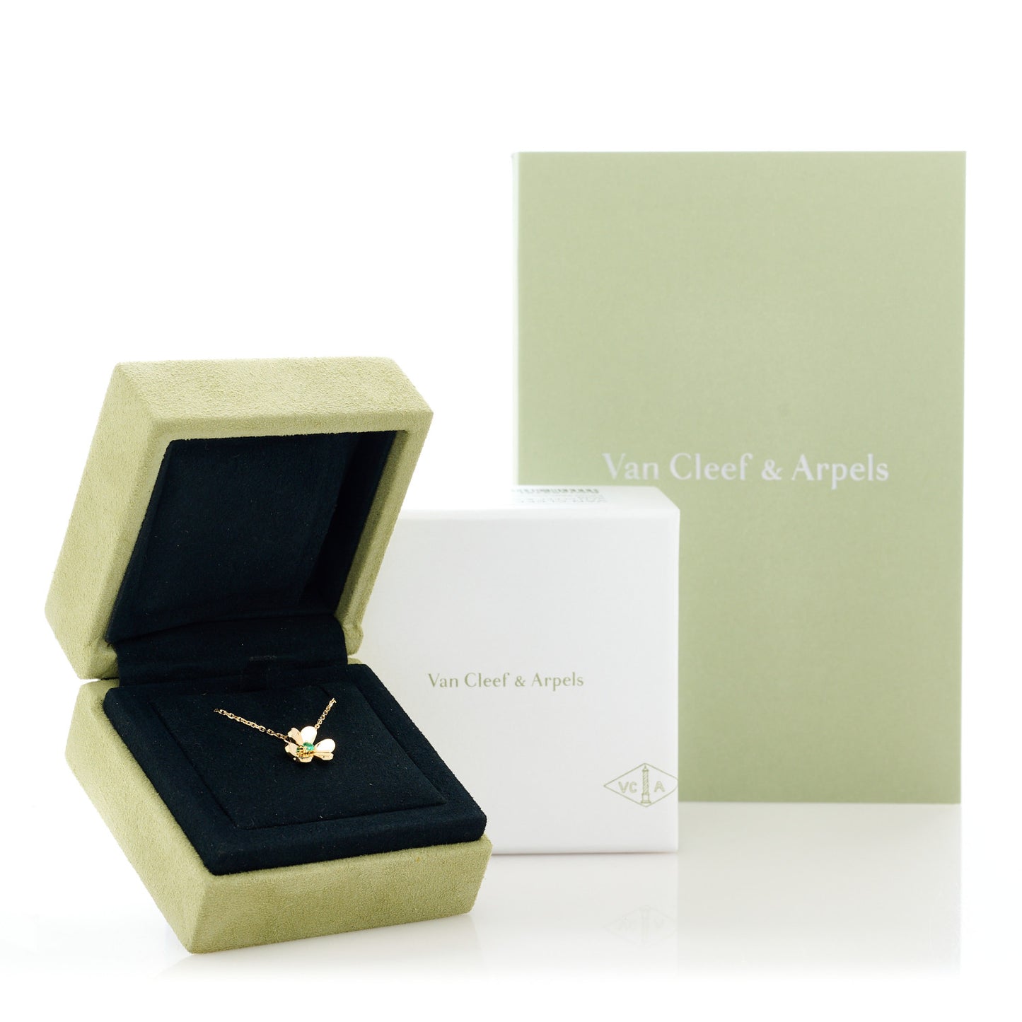 18K Yellow Gold Emerald Mini Frivole Pendant Necklace