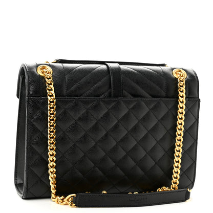 Saint Laurent Grain De Poudre Textured Mixed Matelasse Triquilt Medium Monogram Satchel Black 3 of 11