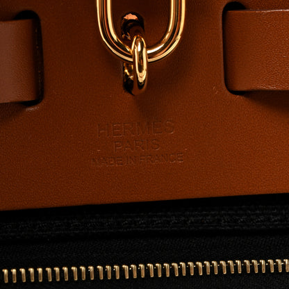 Hermes Military Toile Vache Hunter Herbag Zip Retourne 31 PM Black Fauve 6 of 10