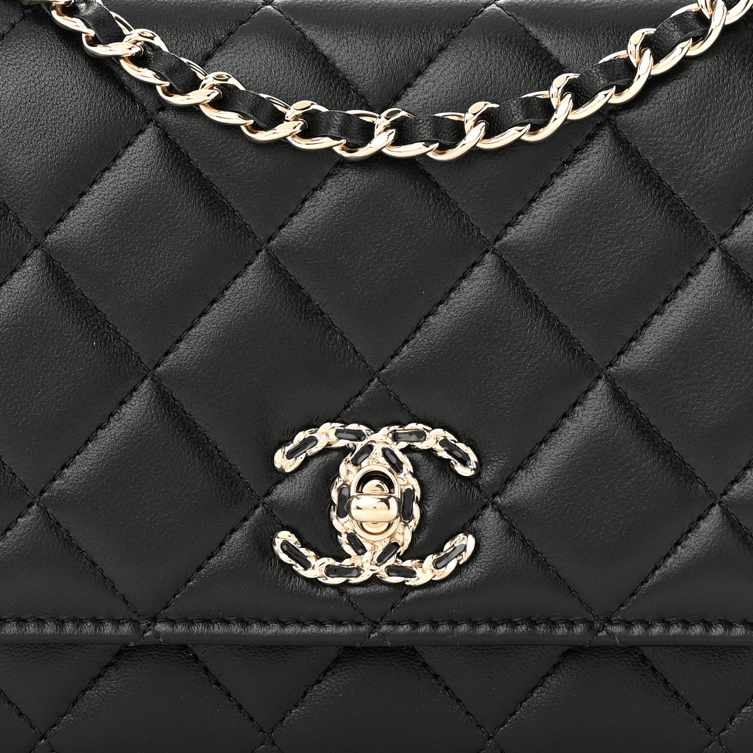 Chanel Lambskin Quilted Trendy Chain CC Wallet On Chain WOC Black 9 of 12