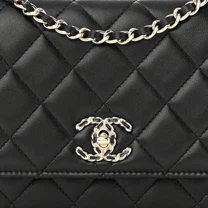 Chanel Lambskin Quilted Trendy Chain CC Wallet On Chain WOC Black 9 of 12