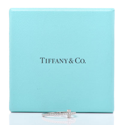 Tiffany 18K White Gold Diamond T Wire Pave Ring 52 6 8 of 8