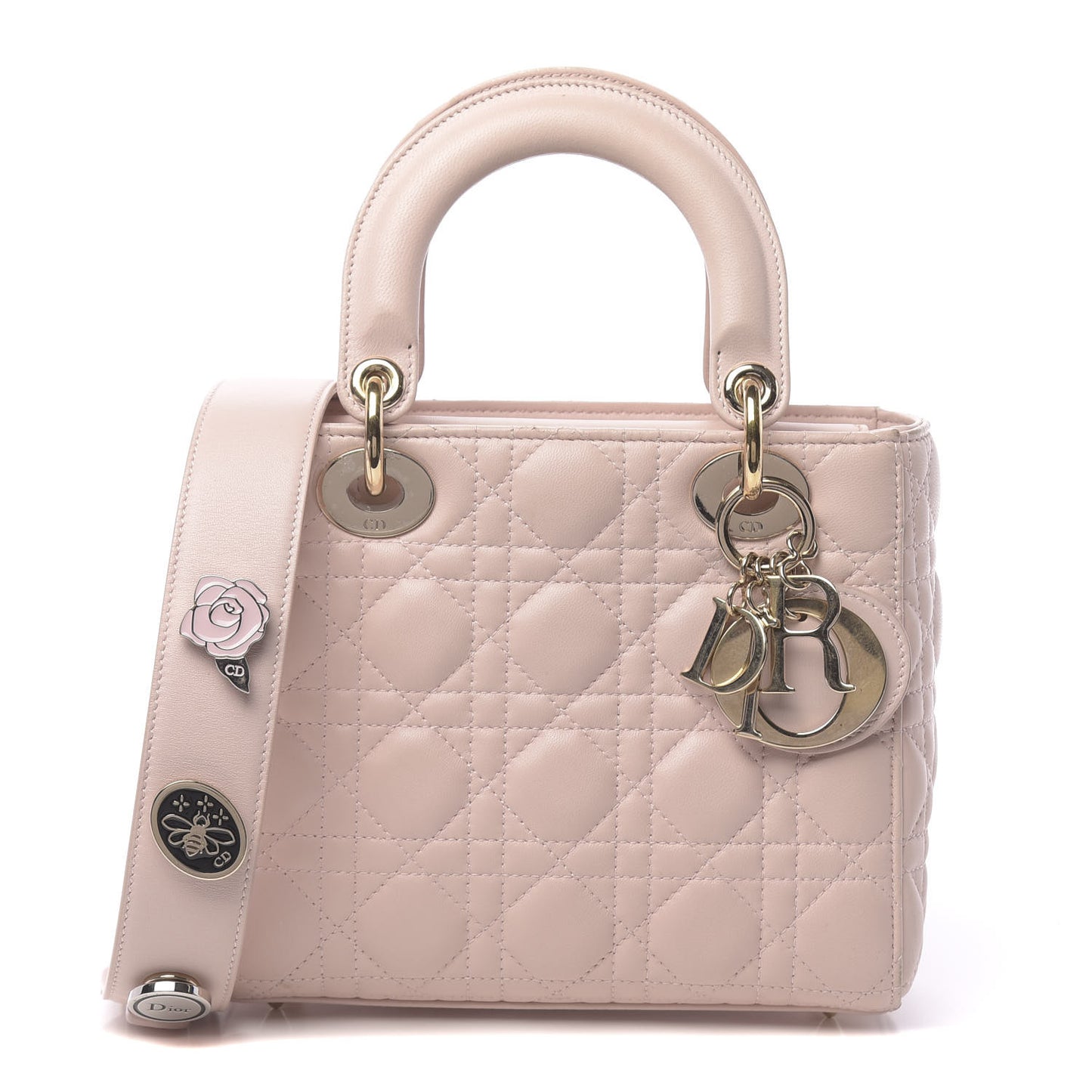 Lambskin Cannage Small Lucky Badges My Lady Dior Pink