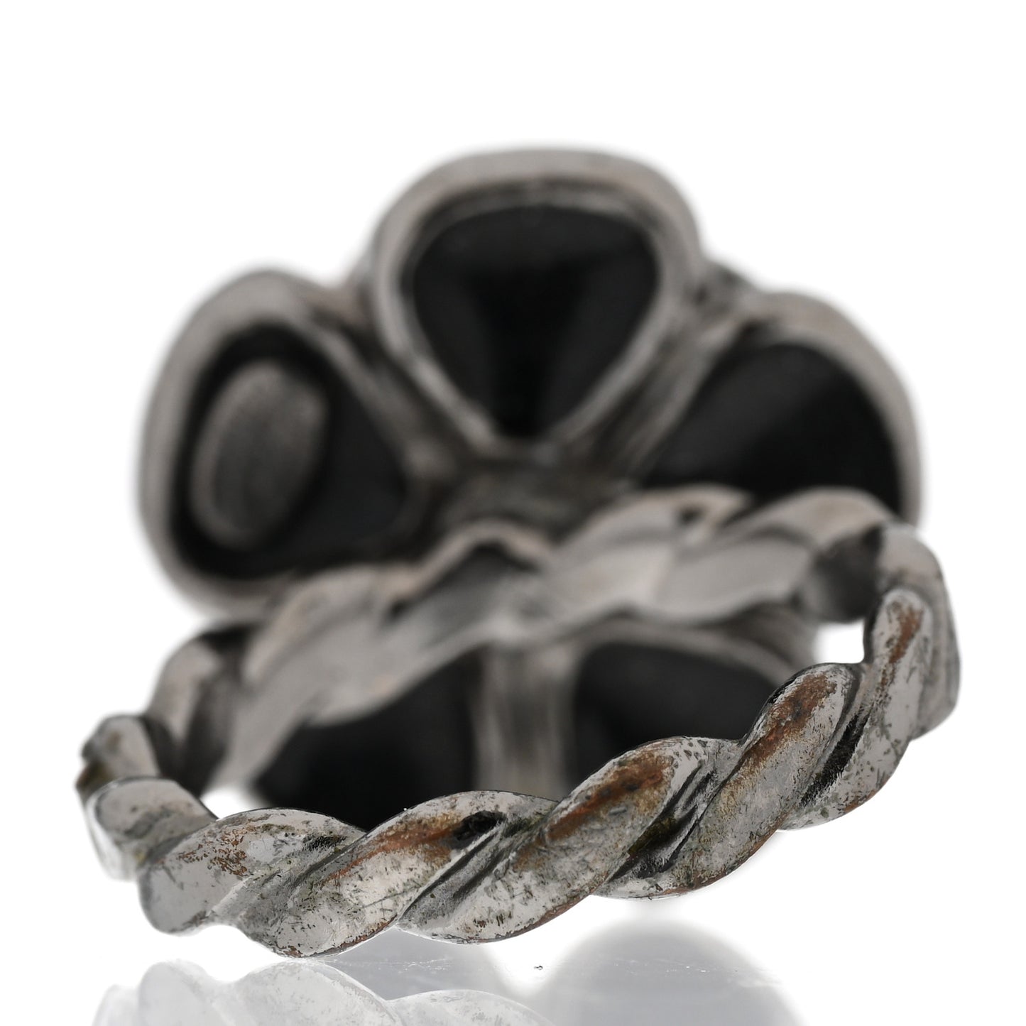 Enamel Ruthenium CC Camellia Ring 52 6 Black