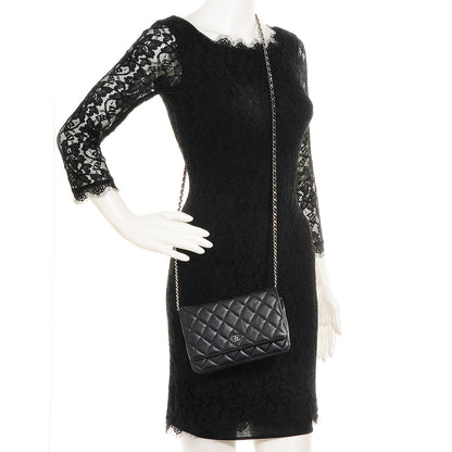 Chanel Lambskin Quilted Wallet On Chain WOC Black 2 of 8