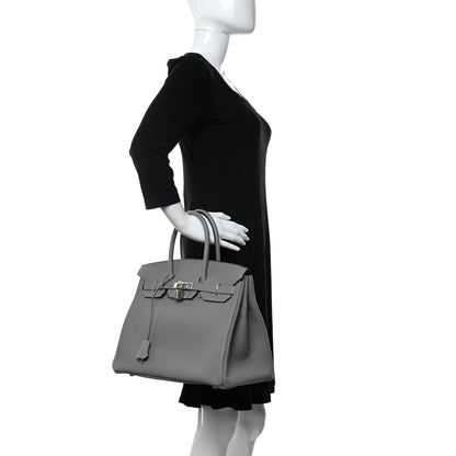Hermes Togo Bi-Color Birkin 35 Gris Mouette Bleu Agate 2 of 12