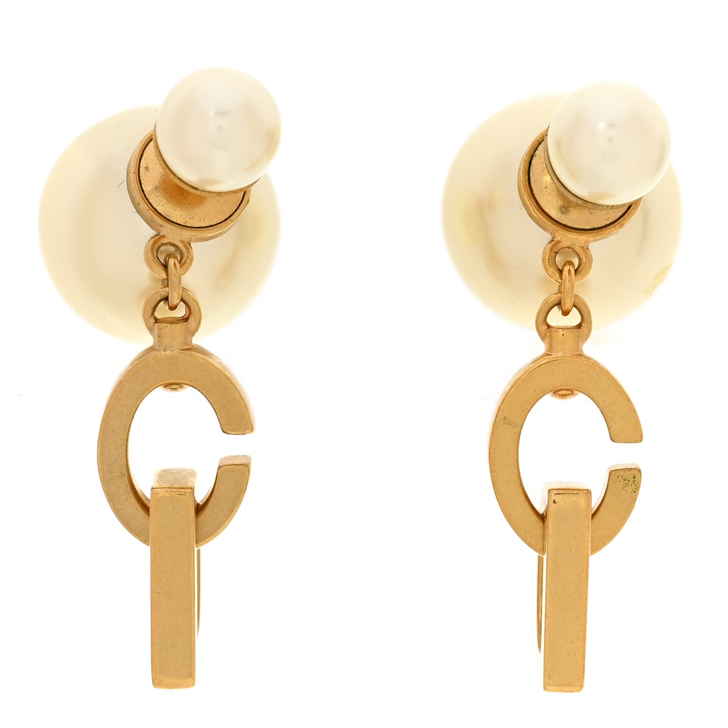 Christian Dior Pearl Mise En Dior CD Tribal Earrings Gold 1 of 4