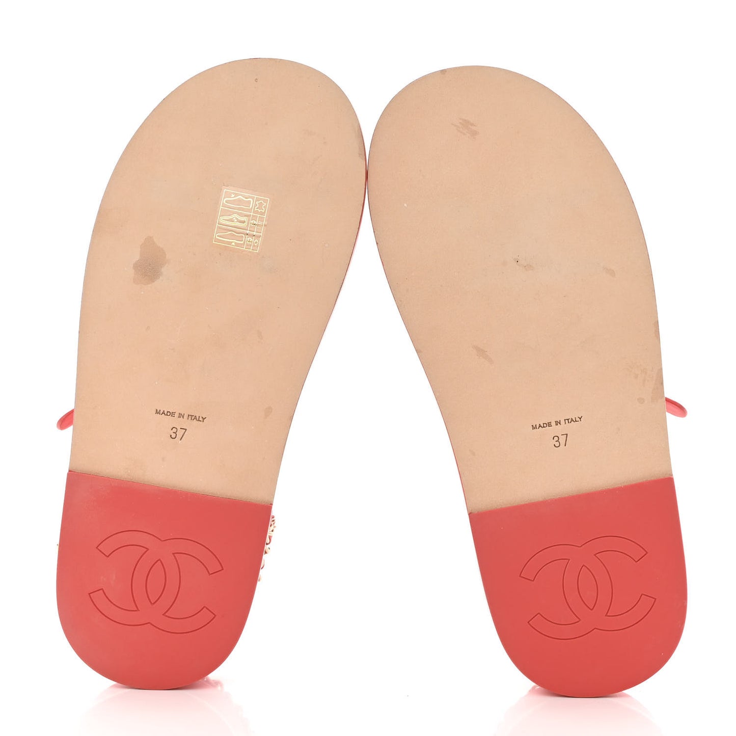 Calfskin Chain Platform Sandals 37 Red