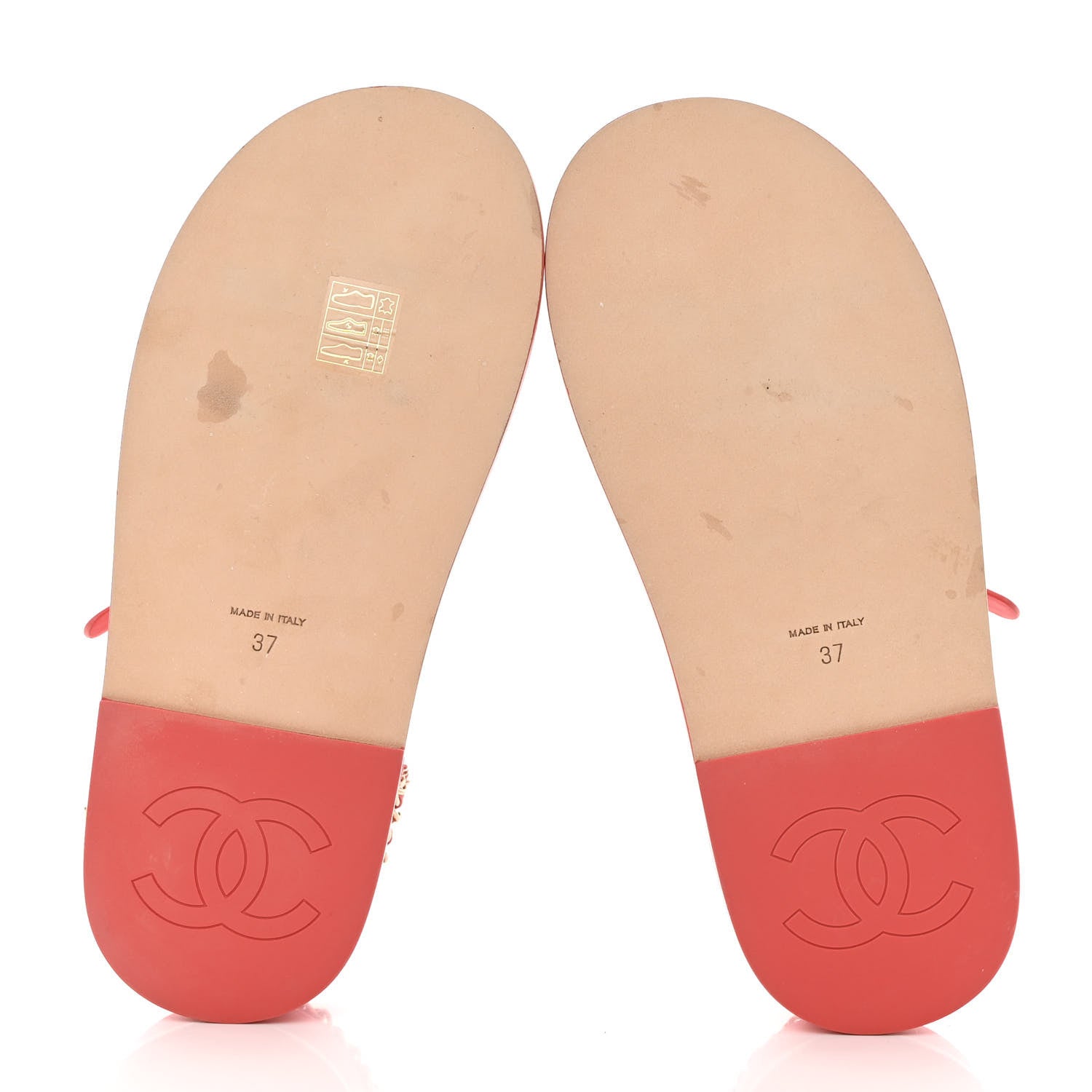 Chanel Calfskin Chain Platform Sandals 37 Red 5 of 10