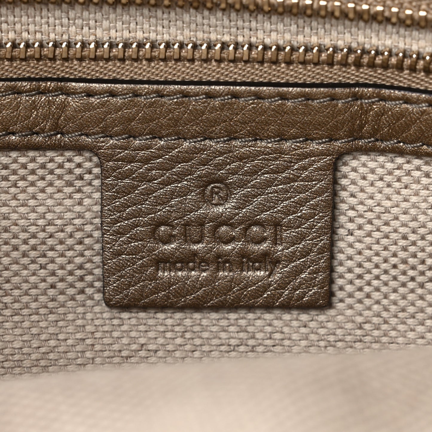 Metallic Cellarius Calfskin Small Soho Top Handle Satchel Golden Beige