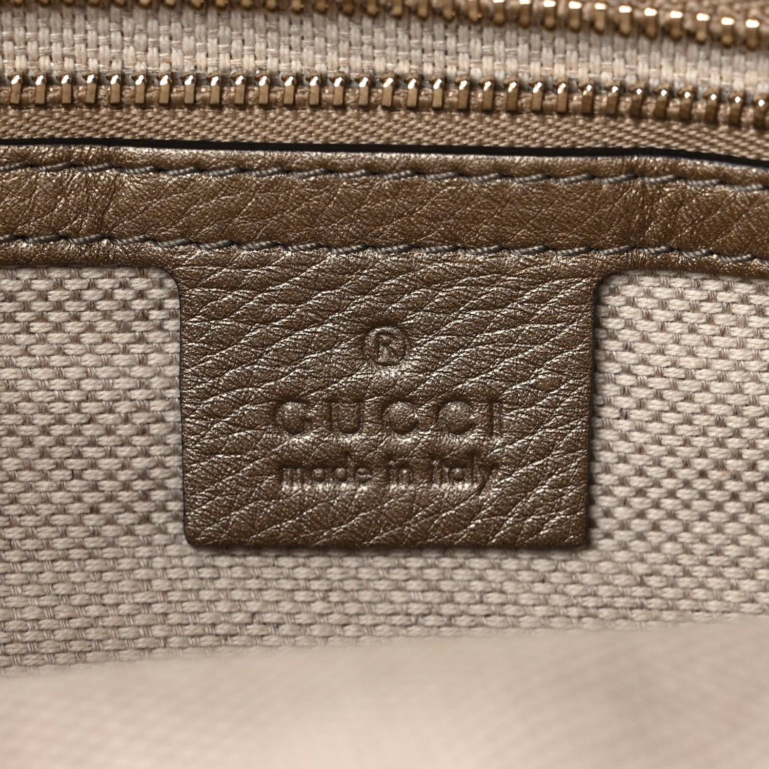Gucci Metallic Cellarius Calfskin Small Soho Top Handle Satchel Golden Beige 6 of 17