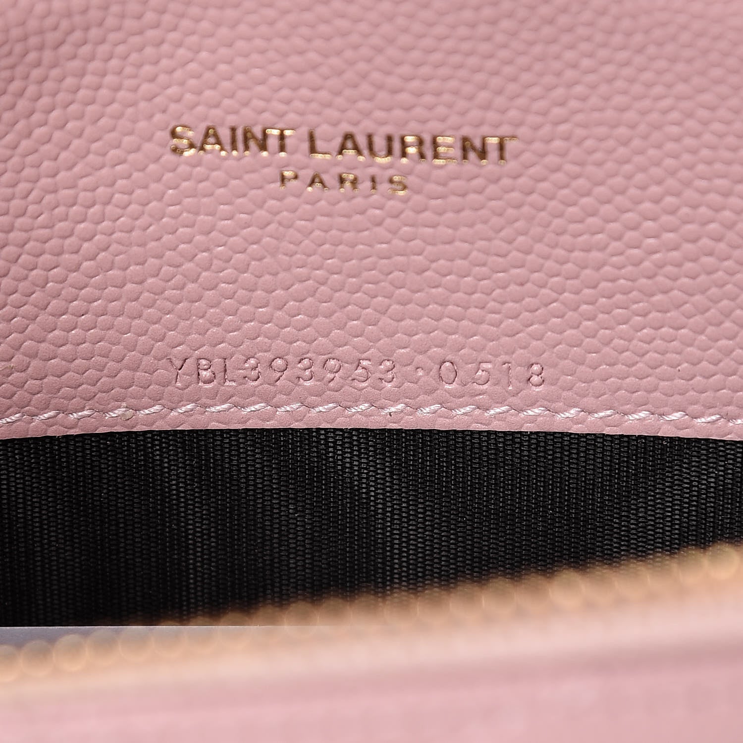 Saint Laurent Grain De Poudre Matelasse Chevron Monogram Envelope Chain Wallet Tender Pink 8 of 11