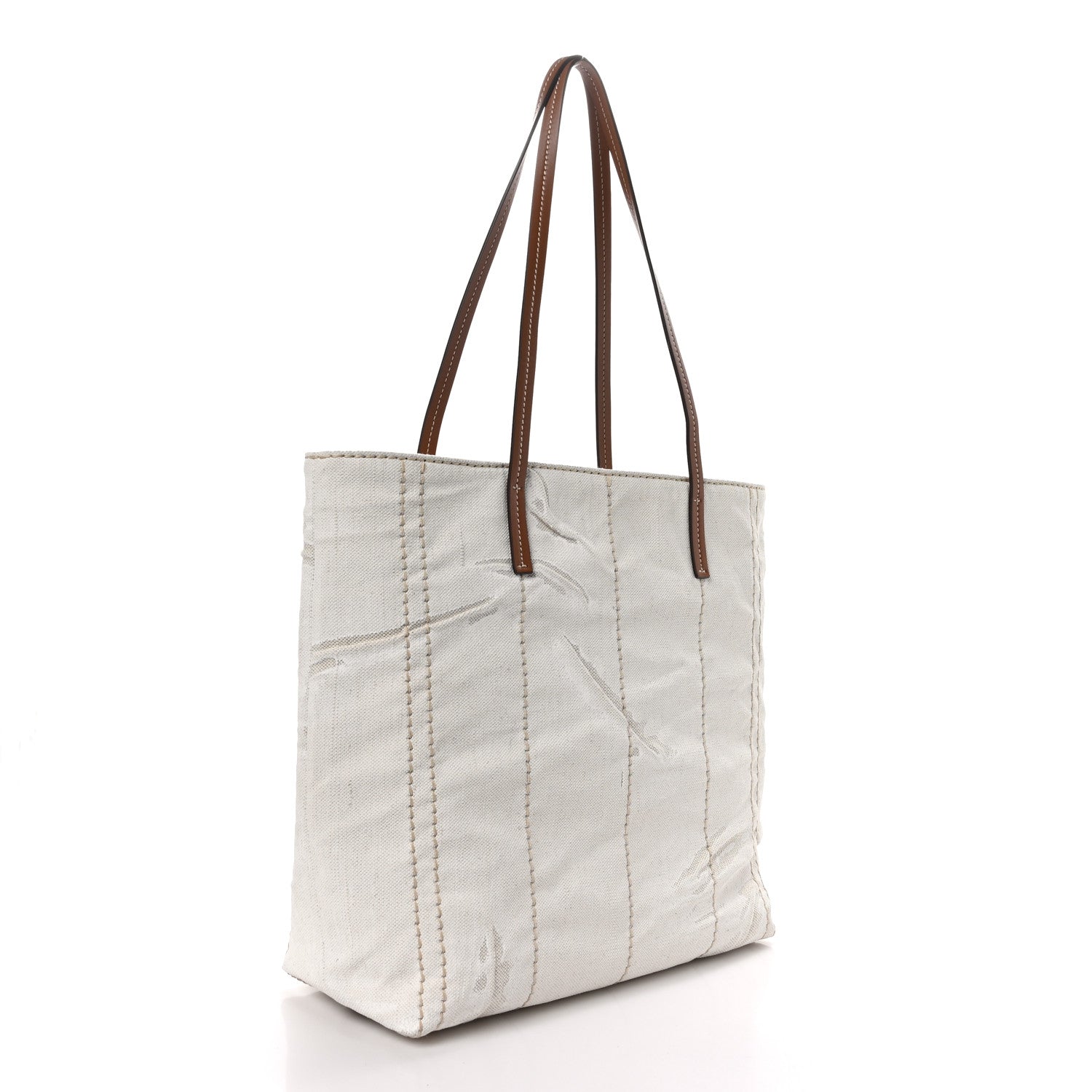 Prada Mistolino Vitello Logo Tote Naturale Cognac 3 of 9