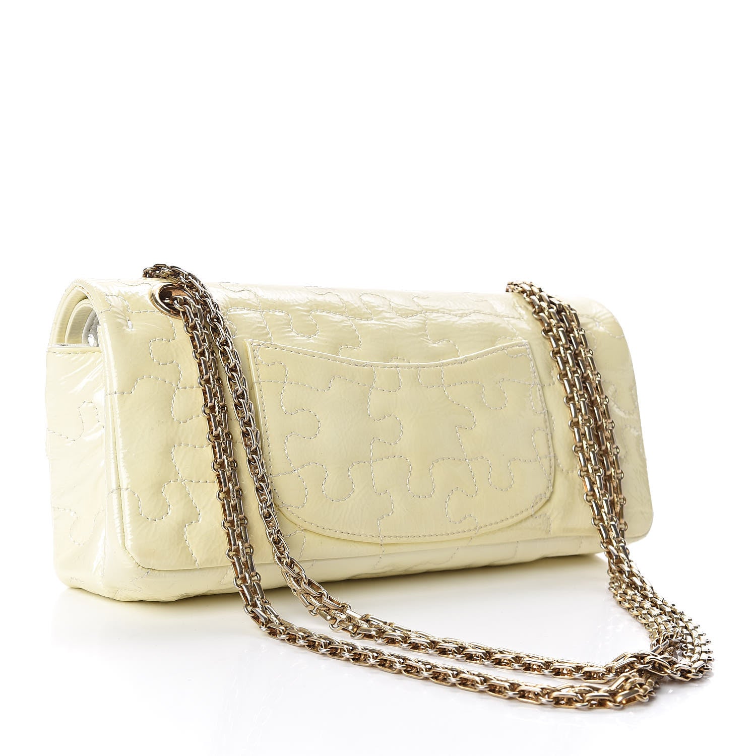 Chanel Crackled Patent Calfskin Puzzle 2.55 Reissue East West Flap White 3 of 17