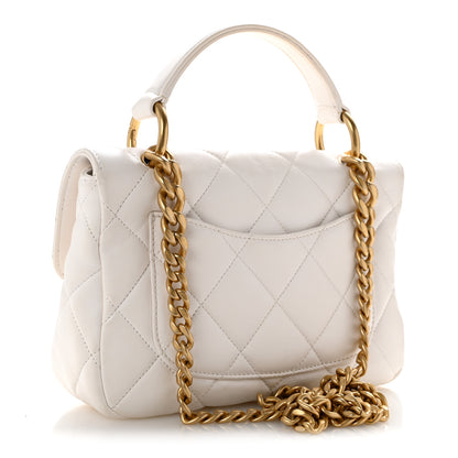 Chanel Calfskin Quilted Top Handle Flap White 3 of 14