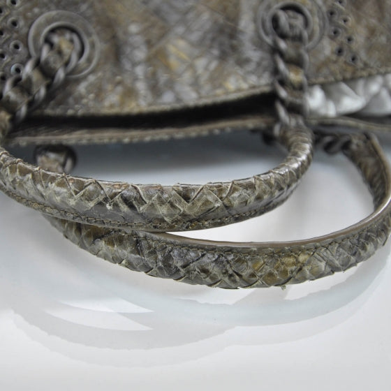 Woven Python Large Tote Cigar